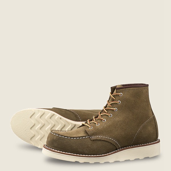 Bottes Red Wing Heritage - 6-Inch Classic Moc – Short Mohave Cuir - Vert Olive - Femme 956AVBYXK